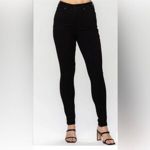 Judy Blue High Rise Tummy Control Black Skinny Jeans 7/28